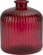 Üveg váza 18 cm Csíkos piros San Miguel újrahasznosított