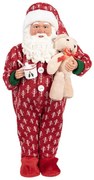 Mikulás pizsamában macival karácsonyi figura 45 cm