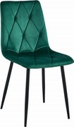 AKCIÓ Sötétzöld bársonyos étkezőszék LIBRA fekete lábakkal II. osztály