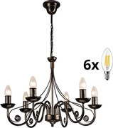 Brilagi - LED Csillár láncon STEFANO 6xE14/40W/230V fekete patina