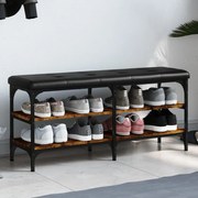 füstös tölgy színű szerelt fa cipőtároló pad 102 x 32 x 47 cm