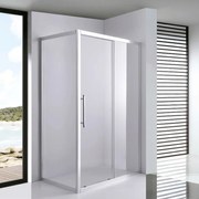 Stuxi Nizza 140x90 aszimmetrikus szögletes tolóajtós zuhanykabin 6 mm vízlepergető biztonsági üveggel, króm elemekkel, 200 cm magas
