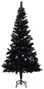 fekete PVC műkarácsonyfa állvánnyal 120 cm