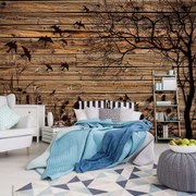 Fotótapéta - Rét, fából készült táblák (152,5x104 cm)