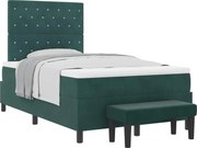 vidaXL Boxrugós ágy matracmal Sötétzöld 120 x 190 cm Bársony
