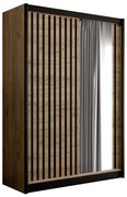 Tükrös ruhásszekrény SANTINO 150x215 cm craft tölgy/fekete