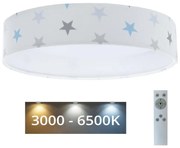 BPS Koncept LED Dimmelhető lámpa GALAXY KIDS LED/24W/230V csillagok fehér/szürke/kék + távirányító BS0556