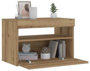 Éjjeli szekrény LED lámpákkal kézműves tölgy 60x35x40 cm