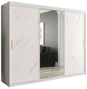 Ruhásszekrény 250 cm Marbelo T1 (matt fehér + fehér márvány). 1064580