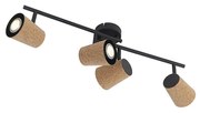 Mennyezeti spotlámpa fekete parafa árnyékolóval 4-lámpás állítható - Corky