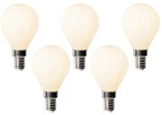 Set van 5 E14 dimbare LED lampen P45 opaal 5W 470 lm 3000K