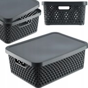 Kosár Fedél Tároló Doboz Rendszerező Doboz 12L Szürke