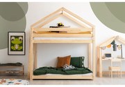 Natúr színű házikó alakú-emeletes borovi fenyő gyerekágy 90x190 cm Mila DMPB – Adeko