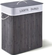 Bambusz szennyestartó 2 rekesszel 100 L szürke