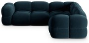 Sötétkék bársony sarokkanapé Loretto – Cosmopolitan Design