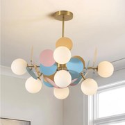 Brilagi - BALMO rúdon függesztett csillár 8xG9/9W/230V, átm. 60 cm, arany/kék/rózsaszín