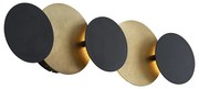 Modern Wall Lamp Black with Gold incl. LED 3-Step Dimmable 5-Light - Sunrise 3
