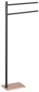 Gedy - TRILLY törölközőtartó állvány, 83,5 cm, matt fekete/bambusz