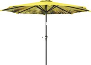 Outsunny Napernyő Ø300 cm, Napernyő Kézi Forgatókarral, Mintás, Október Erkély Napernyő Strand Napernyő Szélálló Stabil Piac Napernyő Napvédő Strandho