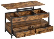 GASPAR állítható magasságú konferencia asztal, 50x100x(48-63)cm, barna/fekete Vasagle