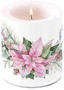 Karácsonyi átvilágítós gyertya 10x10 cm Rózsaszín Mikulásvirág
