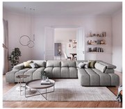 Sarokkanapé fejtámlákkal U alakban TROPEA jobb szürke