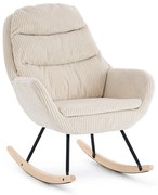 Hintaszék, relaxációs szék kordbársony kárpitozással, krém-bézs színű