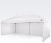 Párty sátor 3x6m Keresztvázas (3 fal) - Acél szerkezet és ponyva 330g/m² - plusz 3 oldalfal - Fehér