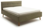 Zöld kárpitozott ágyneműtartós franciaágy ágyráccsal 180x200 cm Lotte – Meise Möbel