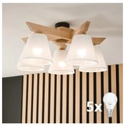 Brilagi - LED Felületre szerelhető csillár ANTHONY 5xE14/40W/230V tölgy/fehér