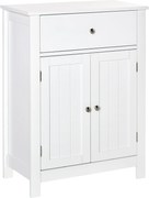 kleankin Fürdőszobai Szekrény 1 Fiókkal, 2 Ajtóval és Állítható Belső Polccal - Multifunkcionális Tároló Bútor - 60x30x80 cm | Aosom