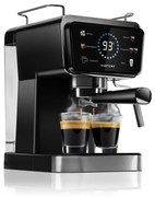 Eszpresszó gép, 20 bar, 1350 W, Thermoblock fűtési rendszer, hideg eszpresszó készítésének lehetősége, 5 féle ital, fekete