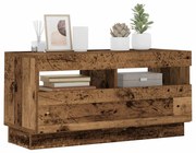 antik fa színű szerelt fa TV-szekrény LED-ekkel 80x35x40 cm