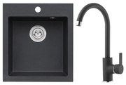 ALVEUS SETA737 - CORTINA konyhai mosogató + TONIA gránit/fekete mosogató csaptelep
