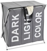 Trio 3 rekeszes szürke szennyestartó, 118 l - Wenko