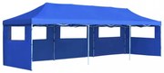 kék összecsukható rendezvénysátor 5 oldalfallal 3 x 9 m