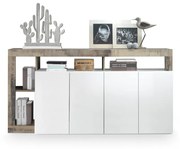 Hamburg 4 ajtós komód fehér, pero tölgy 184 cm