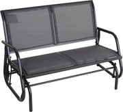 Outsunny 2-Fős Hinta Székes Kerti Pad Hinta Mechanizmussal, Fém Kerti Pad, 200 kg terhelhetőséggel, Kerti Bútor, 120 x 70 x 85 cm, Szürke | Aosom