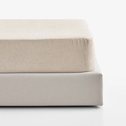 Goldea lenvászon keveréket tartalmazó körgumis lepedő - természetes színű 200 x 200 cm
