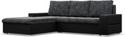 Toronto sarokkanapé, 2 ágyneműtartóval, fonott + műbőr, baloldali, szürke - fekete