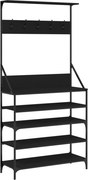 vidaXL fekete ruhafogas cipőpolccal 90x34x184 cm