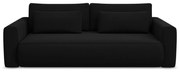 Fekete bársony kinyitható-tárolóhelyes kanapé 238 cm Kapua – Makamii