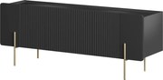 Malmi TV szekrény 150 cm - fekete matt / arany lábak