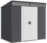 Outsunny 2m² Kerti Szekrény 195x122x181.5 cm Fém Kültéri Szekrény Alap Nélküli Csúszóajtóval 2 Ablakkal és UV Védelemmel Eszközök Tárolására Teraszon