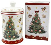 Karácsonyi fenyőfás porcelán keksztároló 11x19 cm 800 ml Christmas Tree 3