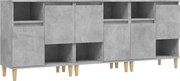 vidaXL 3 db betonszürke szerelt fa tálalószekrény 60 x 35 x 70 cm