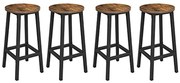 4 darabos bárszék szett, konyhai ülőke, acélvázzal, 65 cm, rusztikus barna és fekete
