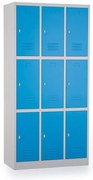 Fém szekrény - 9 doboz, 90 x 45 x 185 cm, csavaros zár, kék - ral 5012