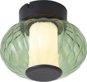 Design mennyezeti lámpa fekete 18 cm zöld üveggel, 3 fokozatban szabályozható LED-del - Margherite