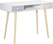 HOMCOM Gyermek Íróasztal Konzol Tábla 1 Nyitott Részleggel és 2 Fiókkal, Skandináv Stílusban, Tanuláshoz, Előszobába, Hálószobába, 100x48x76.5 cm, Töb